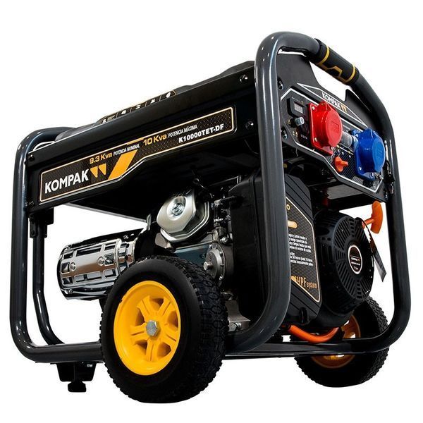 Двопаливний генератор Kompak K10000TET-DF Full Power (10 кВА/8 кВт) Газ/Бензин, 230/400V, Електростарт, AVR