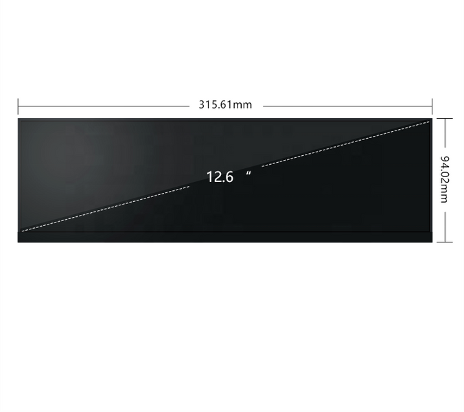 Сенсорний монітор-панель Wisecoco 12.6" IPS FHD (1920x515) Metal Case, для моніторингу системних показників